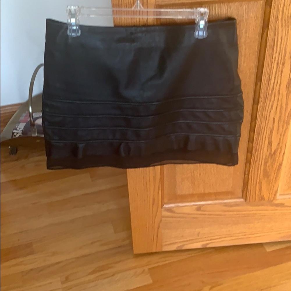 Leather skirt with organza trim
